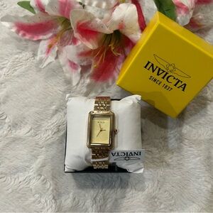 Invicta Women's Gold Wildflower Rectangular Bracelet Watch 26mm